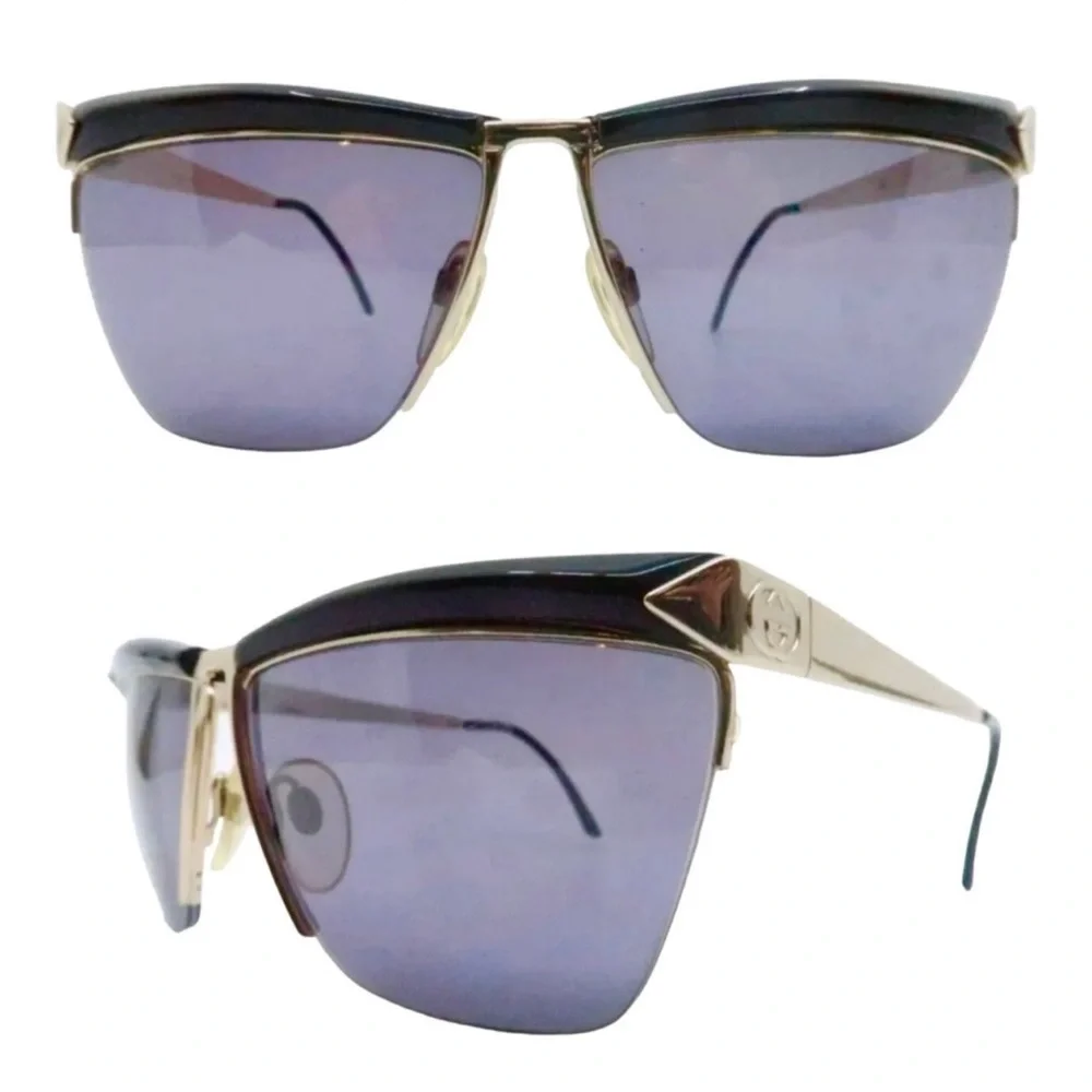 Vintage Gucci Black & Gold Angular Sunglasses, Model GG2311/S‎ 24G, Made Italy
